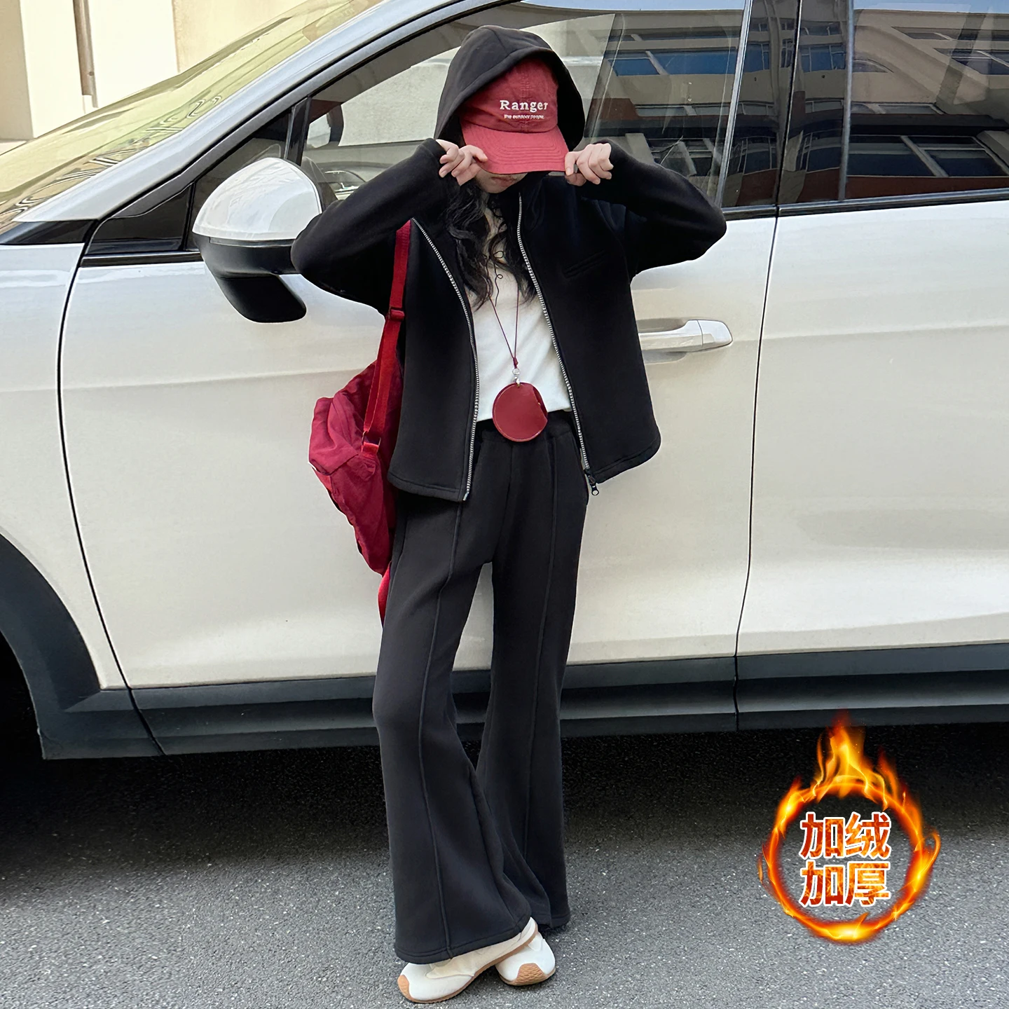 الشتاء في سن المراهقة الفتيات أفخم الملابس الرياضية مجموعة مقنعين جاكيت زيبرا + جرس قيعان السراويل 2 قطعة طفل صغير رداء غير رسمية ملابس أطفال