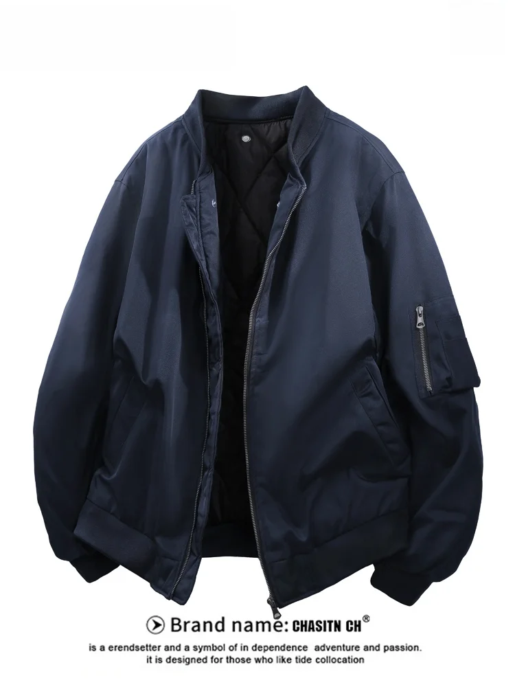 

Мужская утепленная хлопковая куртка-бомбер для повседневной носки, защита от холода, зимняя, новая, свободного кроя, с наполнителем из полиэфирного волокна, городская модная куртка