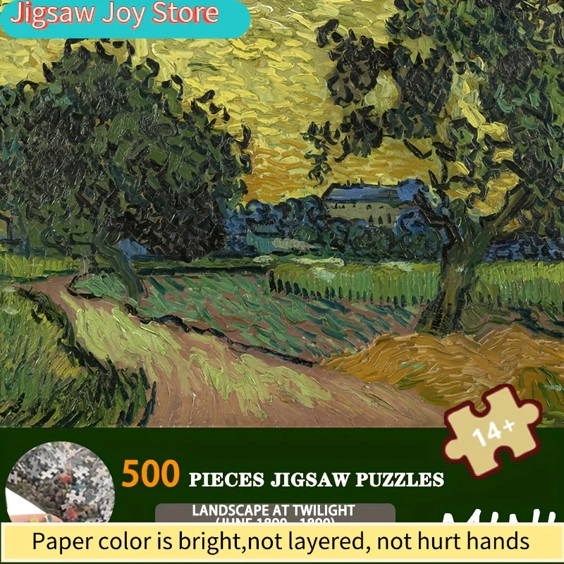 

Мини-пазл «Сумеречный пейзаж Ван Гога» — высококачественный бумажный пазл 15x10 дюймов для взрослых, умиротворяющий рождественский подарок