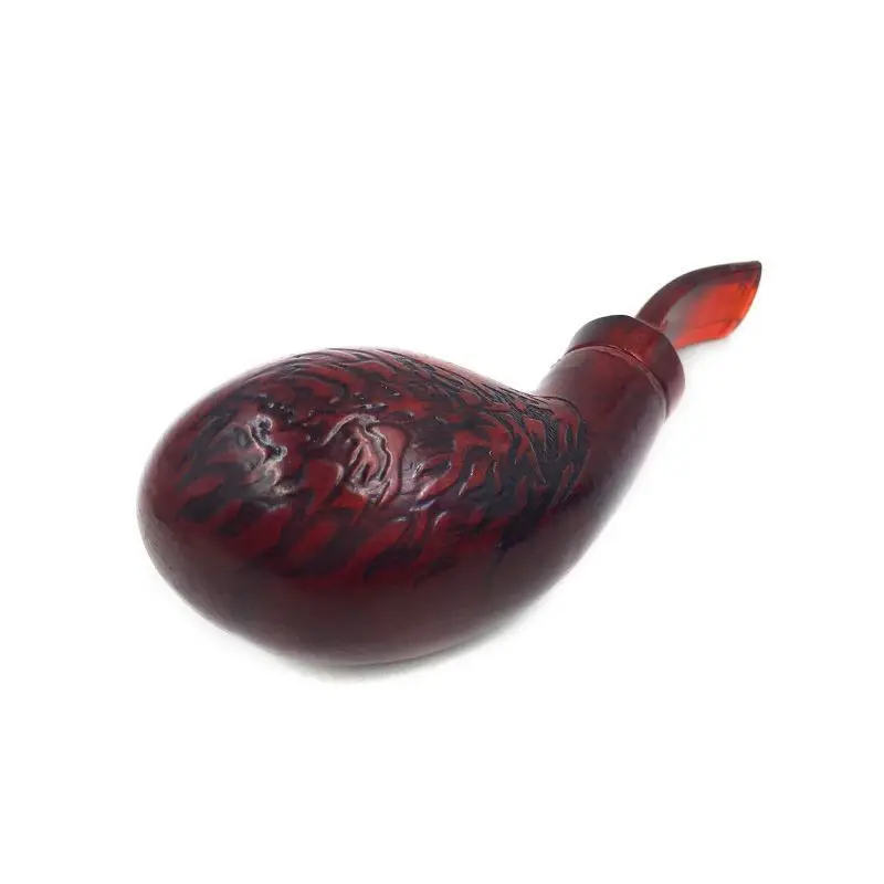 Carved Wooden Tobacco Pipe Bent Type short mouthed Handmade Retro Smoking Pipe 9mm Filter solid wood Pipe Gift for Men