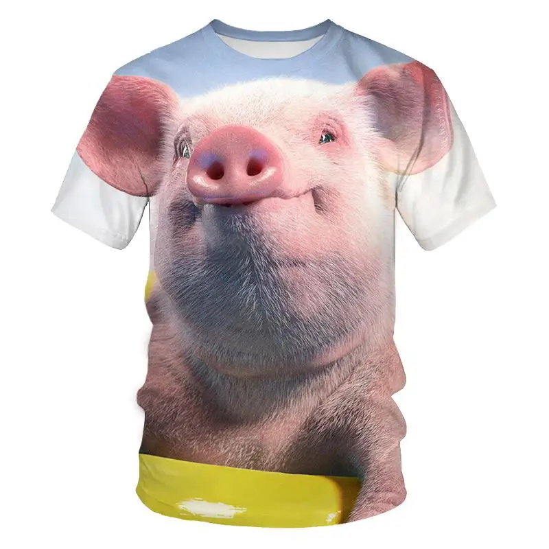 New Casual Fun Cute Animal Pet Pig 3d Printing T-shirt Summer Unisex Kids Short Sleeve Sports Breathable Lightweight Top