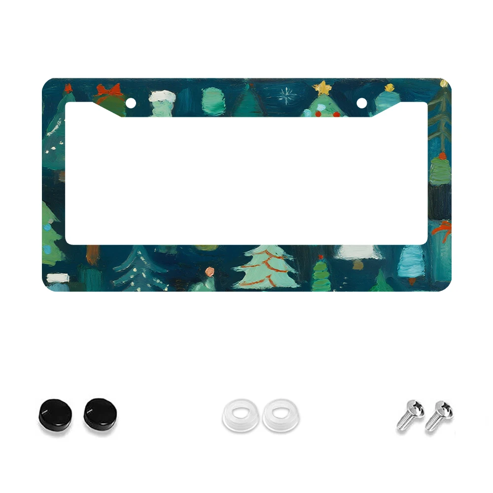 

1 шт., зеленая рождественская елка с рисунком, рамка номерного знака с 2 отверстиями, алюминиевый материал, 6x12 дюймов с набором винтов, забавное украшение автомобиля Gif