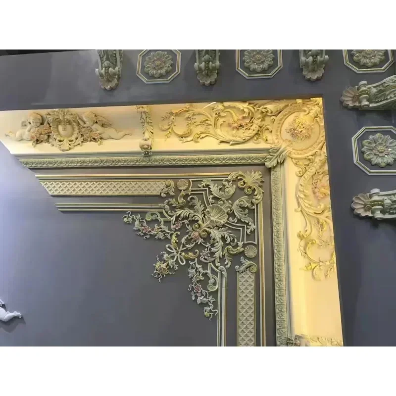 

Round ceiling applique flower decoration curved mold decoration material