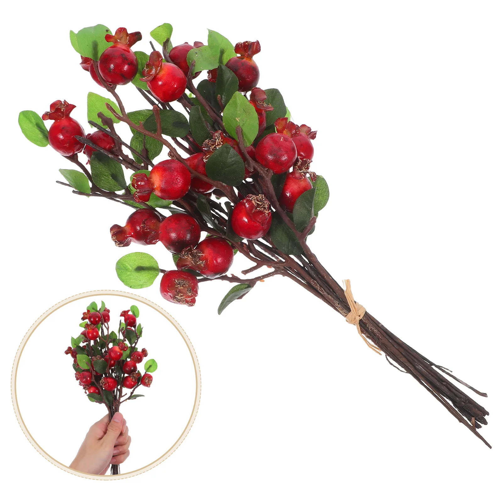 

Artificial Rosehip Berries Yellow Glazed Finish Simulation Pomegranate Fruit Floral Accessories Christmas Picks Home Party