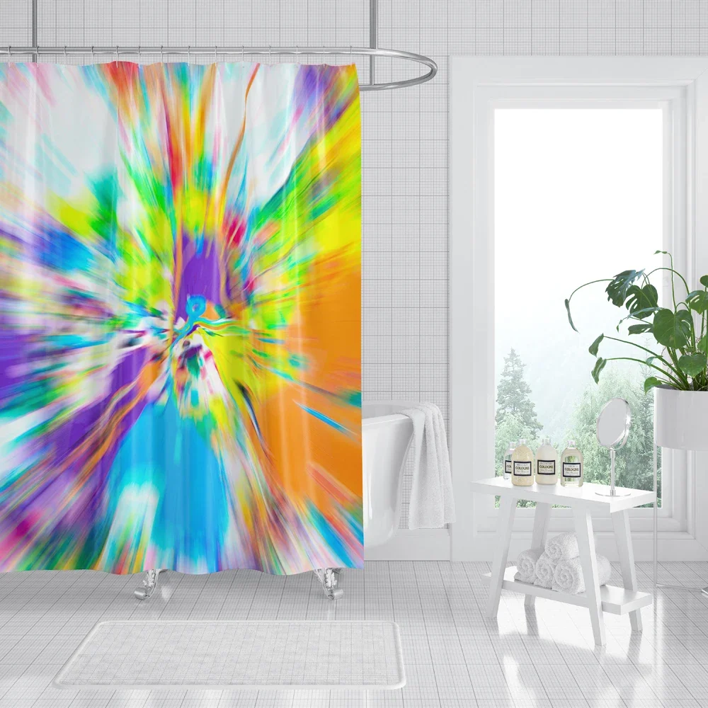 

Colorful Tie Dye Shower Curtain Psychedelic Starry Hang Curtain Bathroom Decoration Polyester Fabric Bathroom Accessories