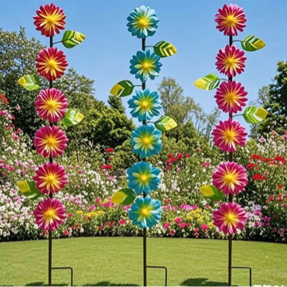 

3pcs Landscape Decoration Metal Decorative Garden Stakes Creative Plant Shaped Garden Pile Art Flower Ground Stake Potted Plants