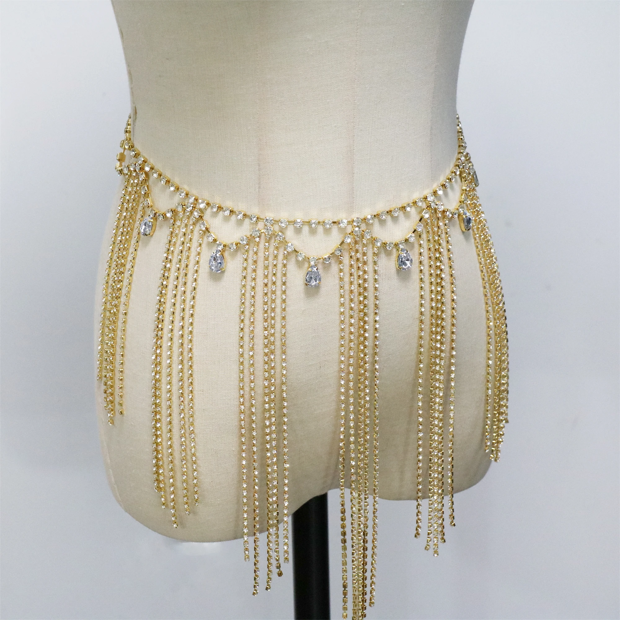 Europäischer und amerikanischer sexy Strass-Quasten-Taillenkettenrock für Damen, vielseitiger Party- und Nachtclub-Rock im Spicy-Girl-Stil. – Detail 5