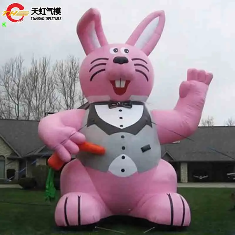 Kommerzielles, maßgeschneidertes aufblasbares Osterhasenmodell, Außendekoration mit LED-Leuchten, riesiges Osterhasen für die Feiertagsfeier