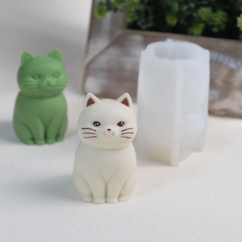 3D Sitting Cat Candle Silicone Mold Cute Cat Aromatherapy Candle Resin Clay Soap Gypsum Molds Chocolate Cake Baking Supplies