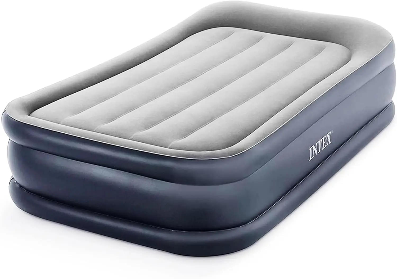 

Intex 64131Ed Dura-Beam Plus Deluxe Pillow Rest Air Mattress: Fiber-Tech – Twin Size – Built-In Electric Pump – 16.5In Bed