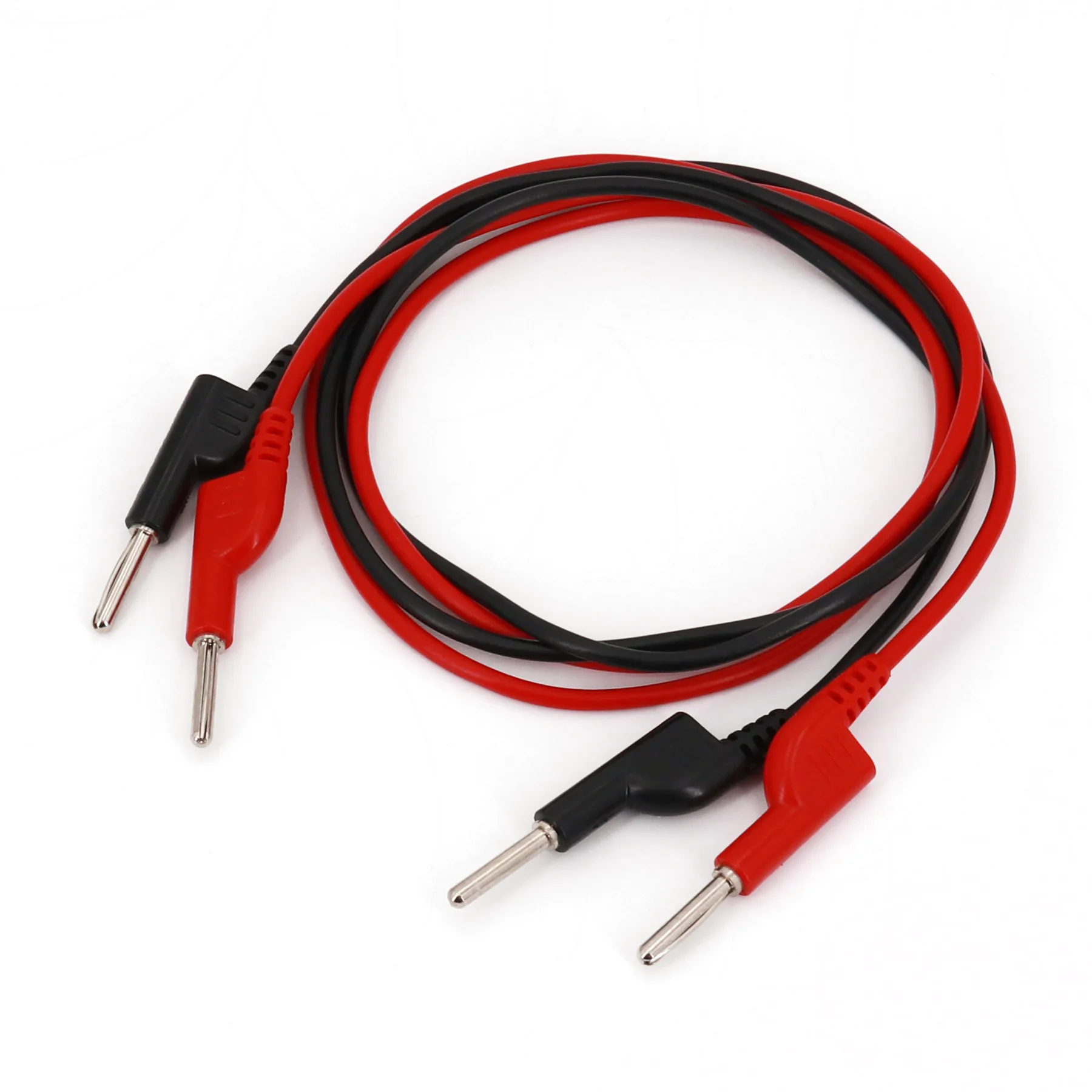 2Pcs 4mm Male Stackable Banana Plug Red and Black Soft PVC Cable Connector Test Lead