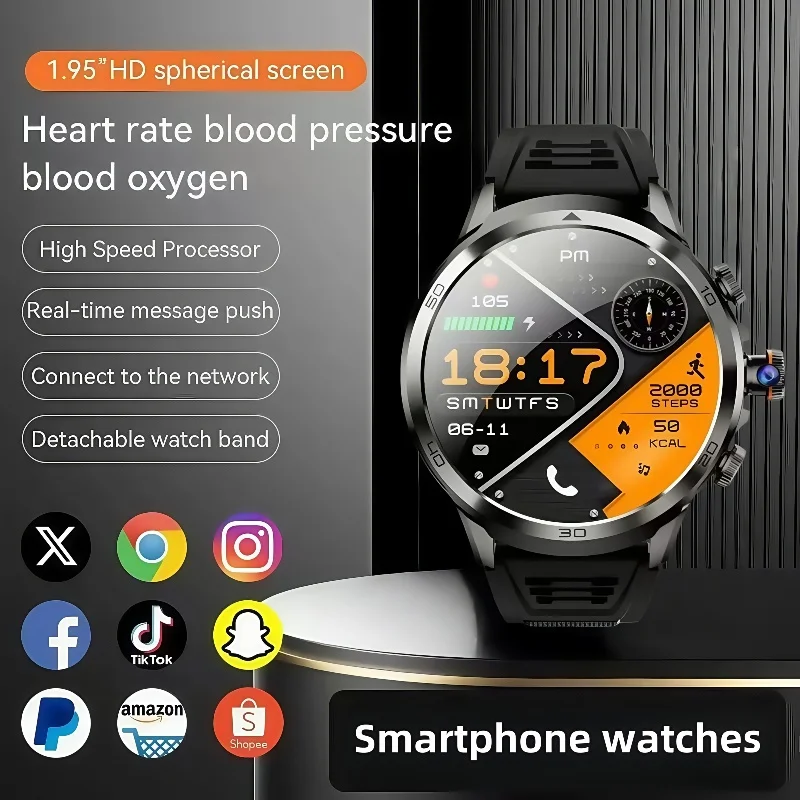 

H19 Smartwatch Men 1.95-inch Amoled Large Screen 190° Rotary Camera 720*720 Resolution GPS WIFI Android 4G Smart Watch Men Adult
