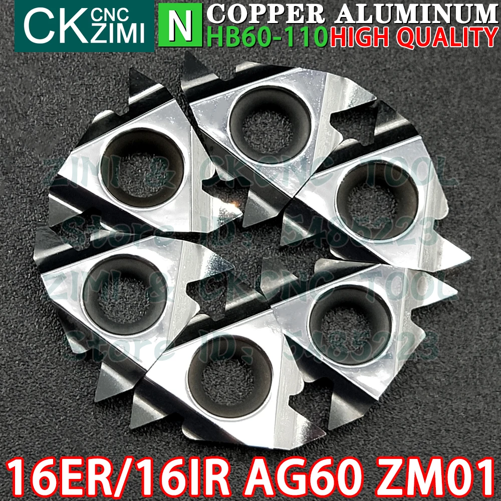 16ER AG60 16IR AG60 ZM01 Carbide Inserts Internal External Thread Aluminum Threaded Inserts CNC Metal Lathe Turning Cutter Tools