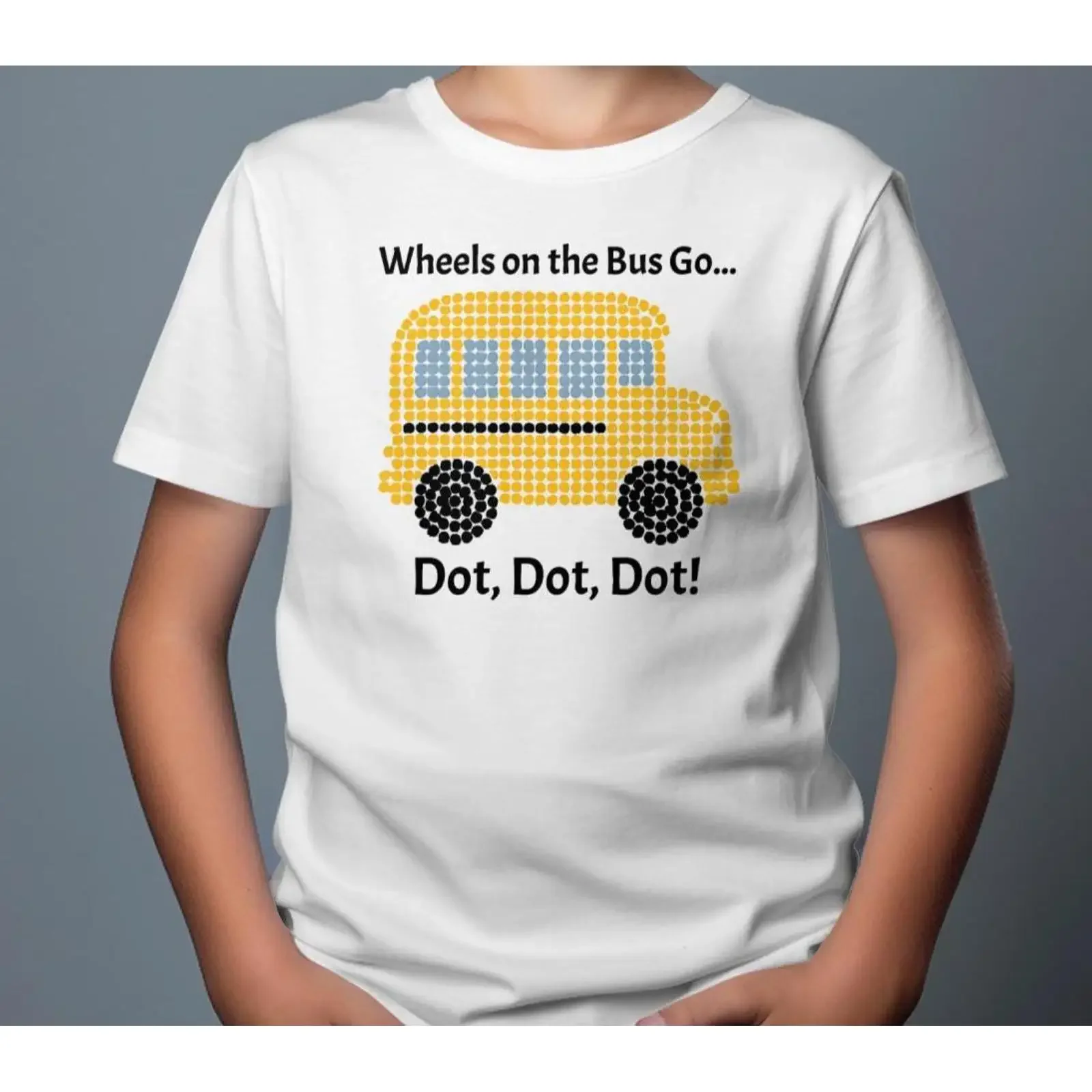 Wheels on the Bus Kids T shirt Happy Dot Day School Funny Make Your Mark International vintage Washed Versatile