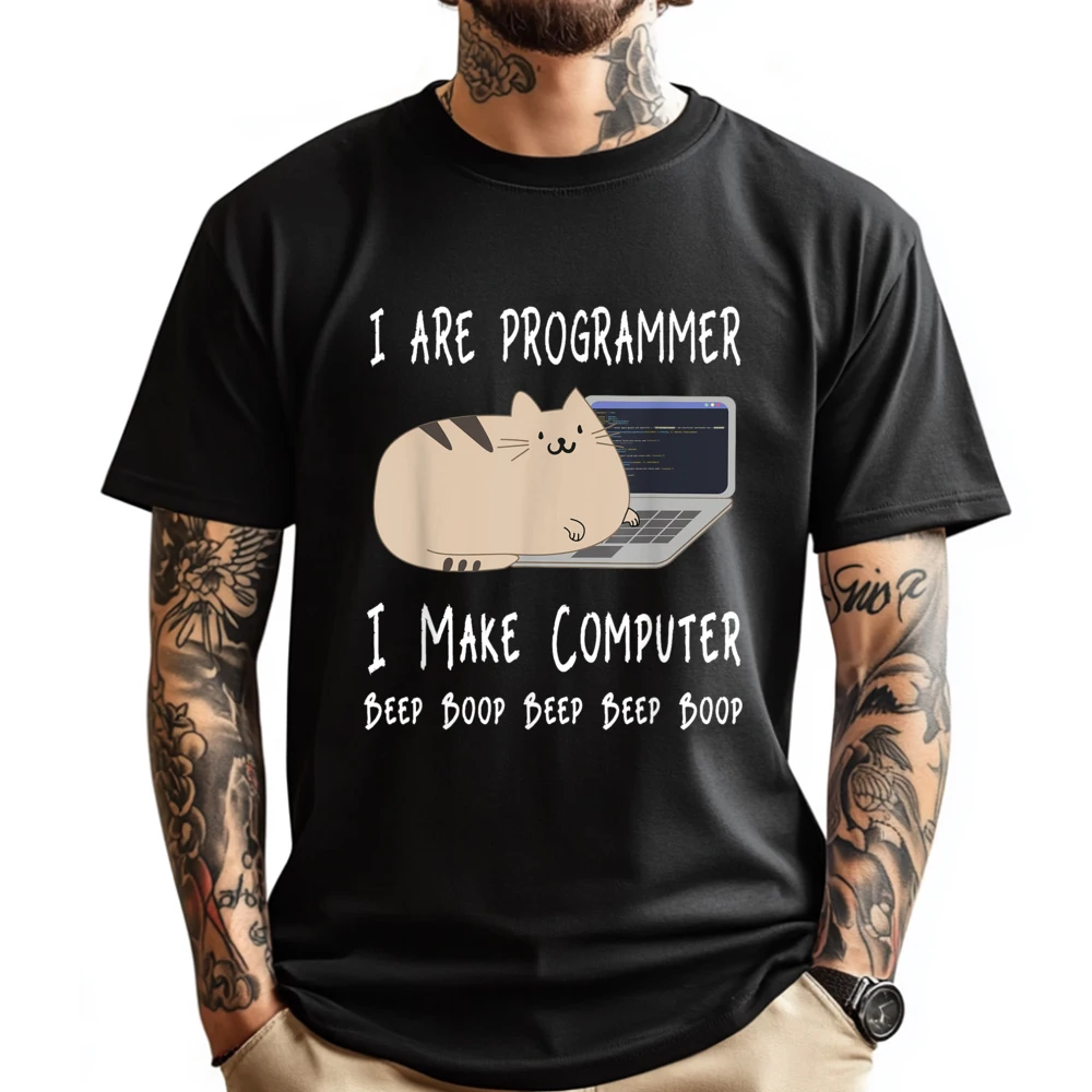 

I Are Programmer I Make Computer Beep Boop Cute Cat Designer T Shirt Men Woman Men's Shirt Graphic Tshirt