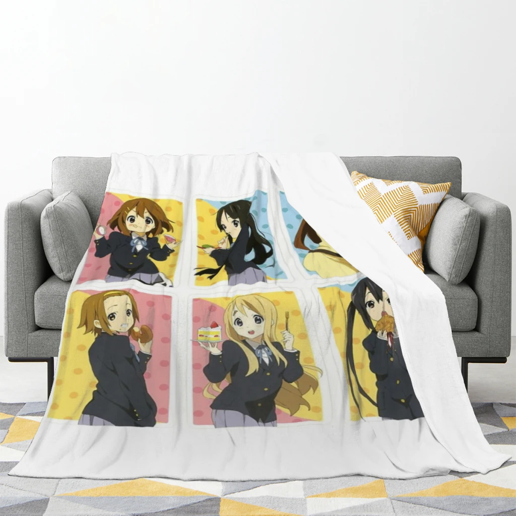 Japan Kawaii New K-ON! Fashion Blanket Printed Throw Blanket Plush Fluffy Flanne Soft Throws for Sofa Couch and Bed