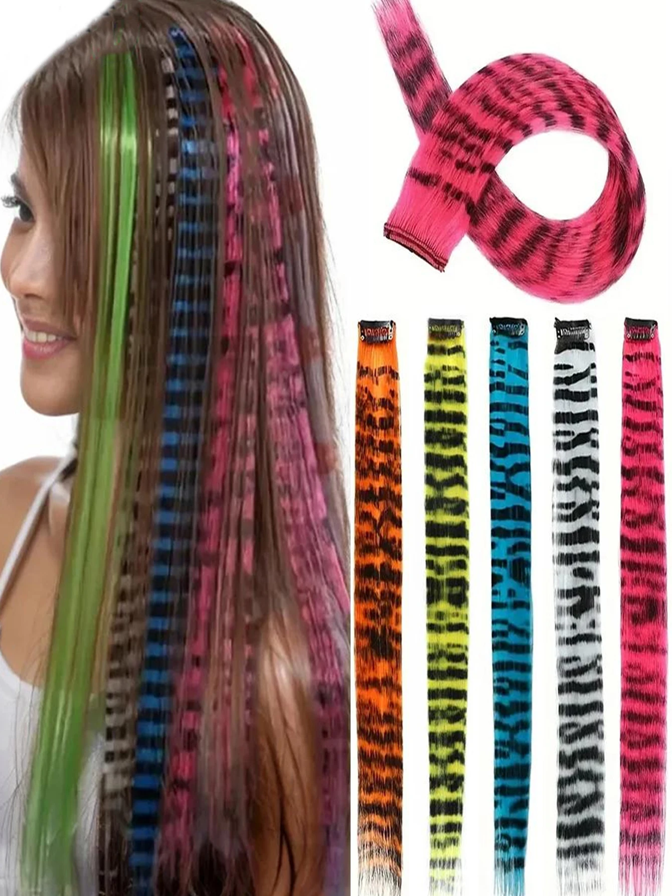 

Синтетические перья для наращивания волос, красочные искусственные заколки для волос, цельный шиньон для женщин, косплей, вечеринка, стиль Y2K