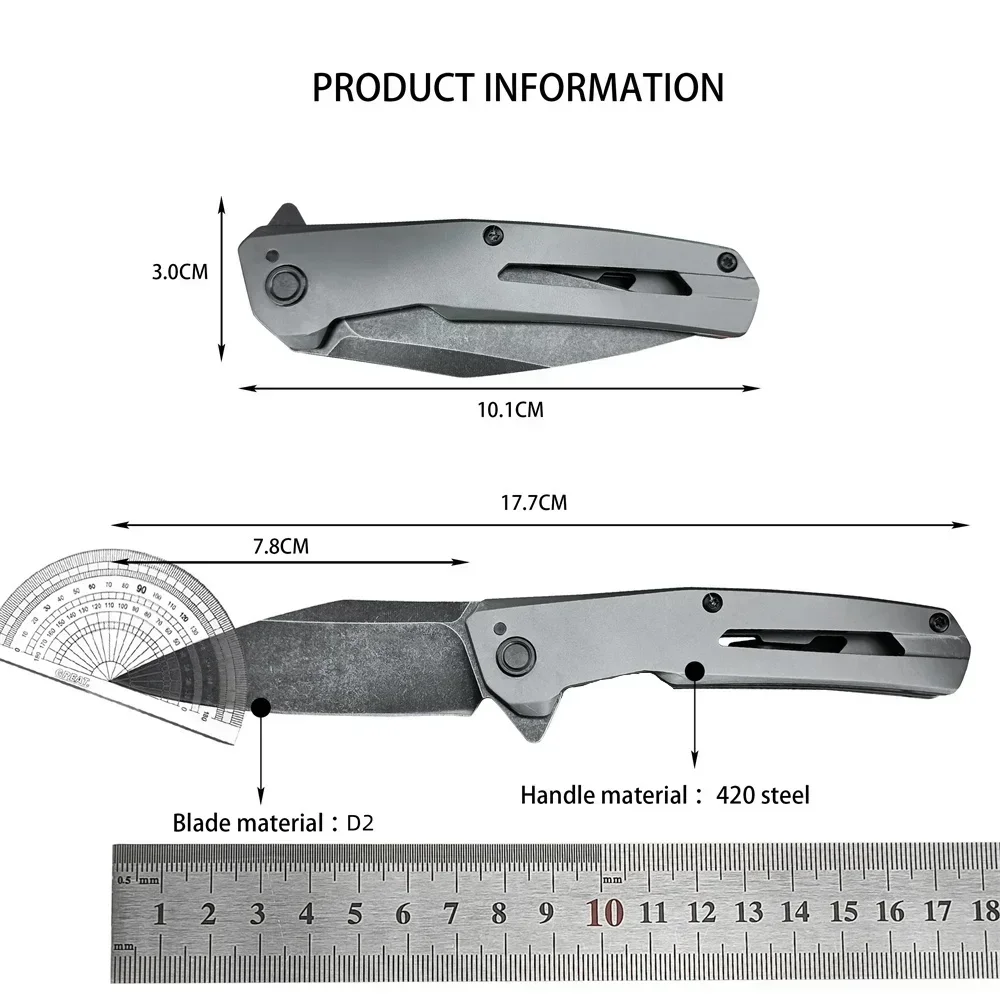 KS 1404 Assisted Flip Pocket Knife Black D2 Sharp Blade 420 Steel Non-slip Handle Fruit Knife Outdoor Hiking Jungle Utility Tool