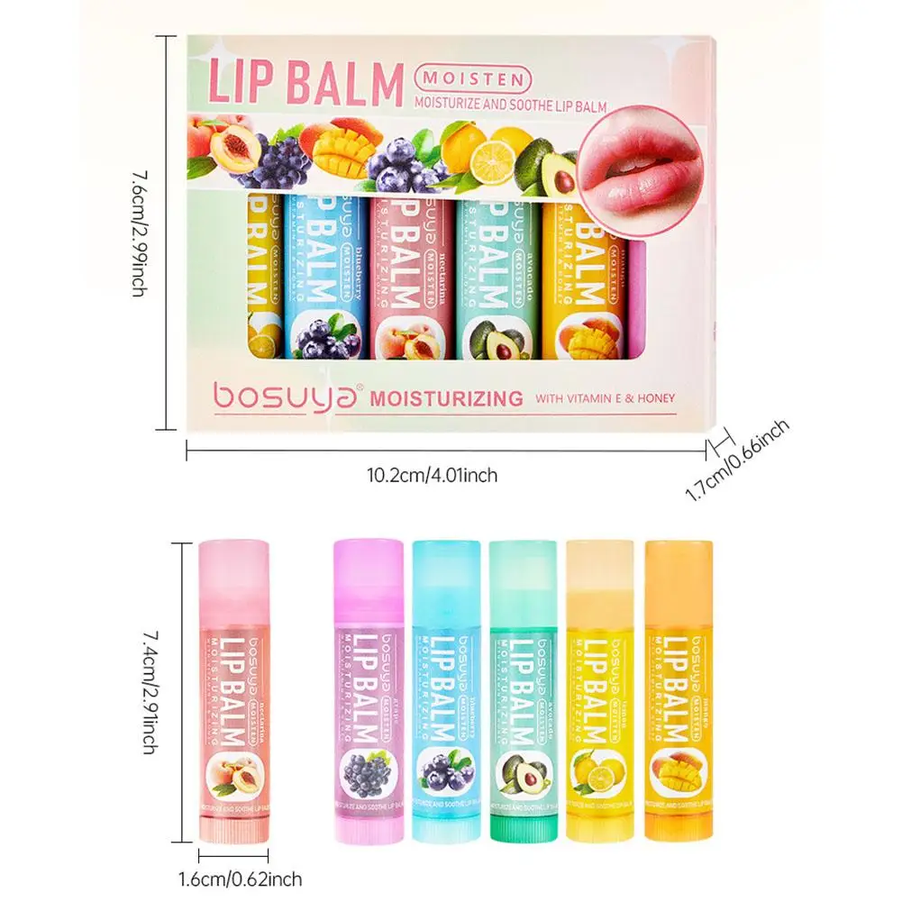 6-teiliges Lippenbalsam-Set mit verschiedenen Fruchtaromen - Feuchtigkeitsspendend, pflegend & beugt rissigen Lippen vor - Pflege für trockene Lippen & feine Linien – Detail 22