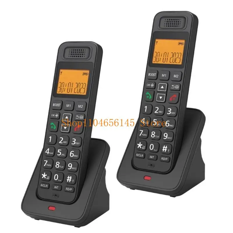 مجموعة واحدة من الهاتف المنزلي 2 هاتف لاسلكي مع شاشة LCD كبيرة ووظيفة الاتصال السريع اتصال فعال
