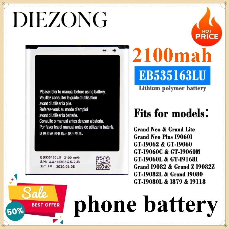 Batería Nueva EB535163LU para Teléfonos Móviles Samsung Galaxy Grand Neo, Grand Lite/Neo Plus