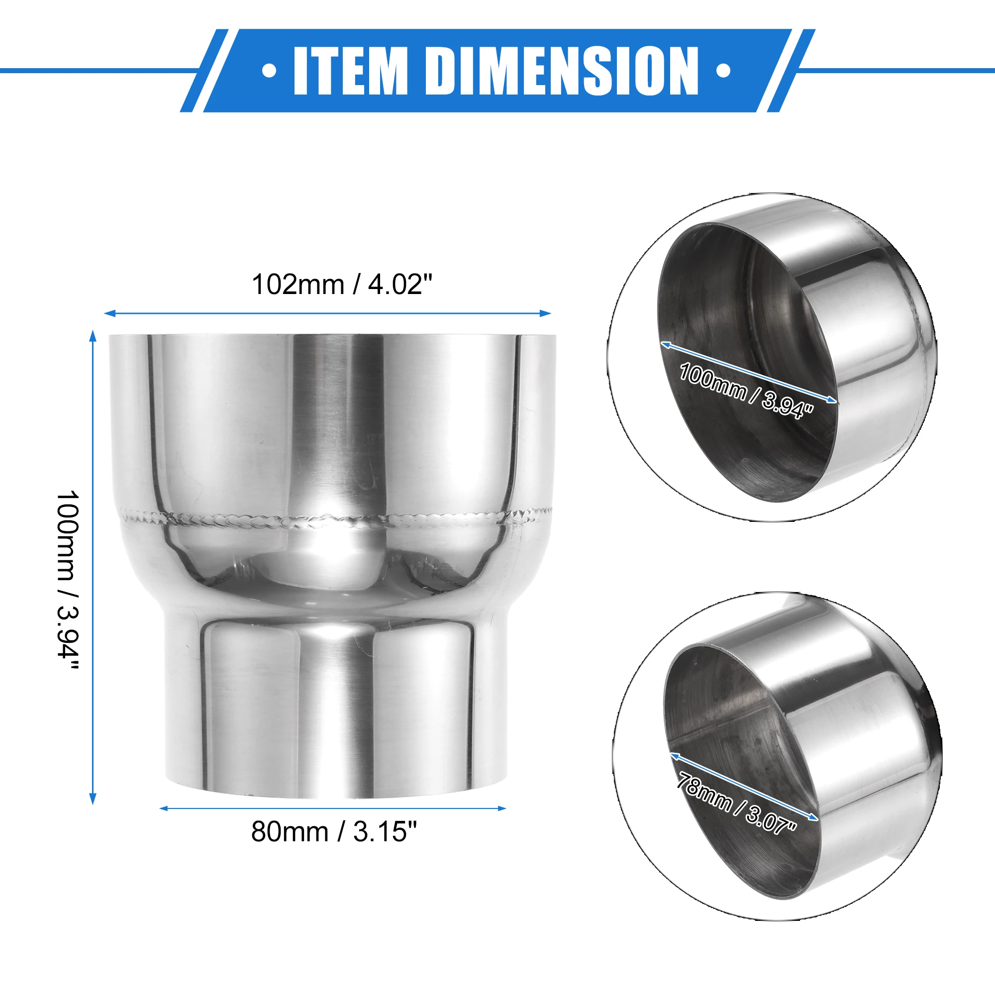 Uxcell Universal Tubo de Escape Adaptador, tubo redutor, conector, carro, caminhão, 2-3 em, ID - 2-4 em OD, 51mm, 58mm, 60mm, 66mm, 78 milímetros, 80 milímetros