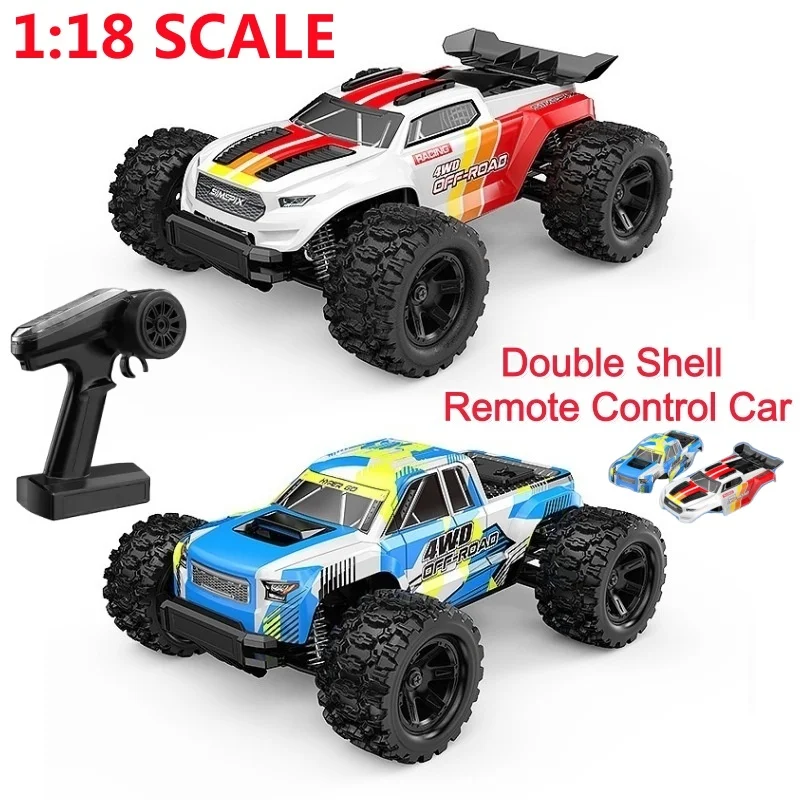 Metalowy samochód wyścigowy 4WD 2.4G do driftu, skala 1:18, podwójna osłona, szybki samochód RC do wyścigów, terenowy, zdalnie sterowany, do jazdy po każdych podłożach i wspinaczki.