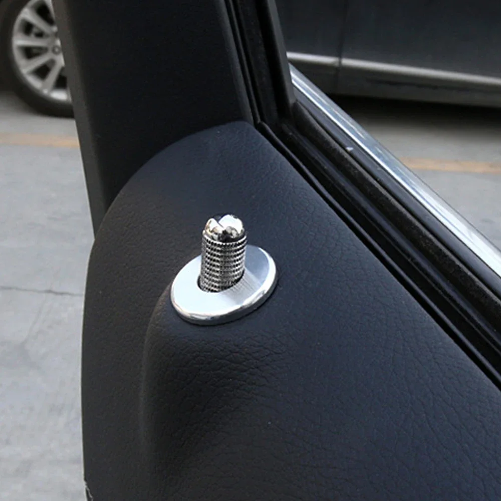 4pcs Aluminum Alloy Car Door Bolt Lock Pin Button Cover for Mercedes Benz C W205 GLC GLE E W213 CLA GLA A Class Accessories