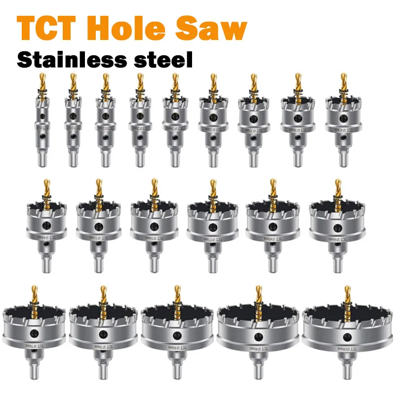 

1 шт. TCT кольцевая пила из твердосплавной стали с пилотным сверлом для металла, кольцевая пила из нержавеющей стали, железа и дерева