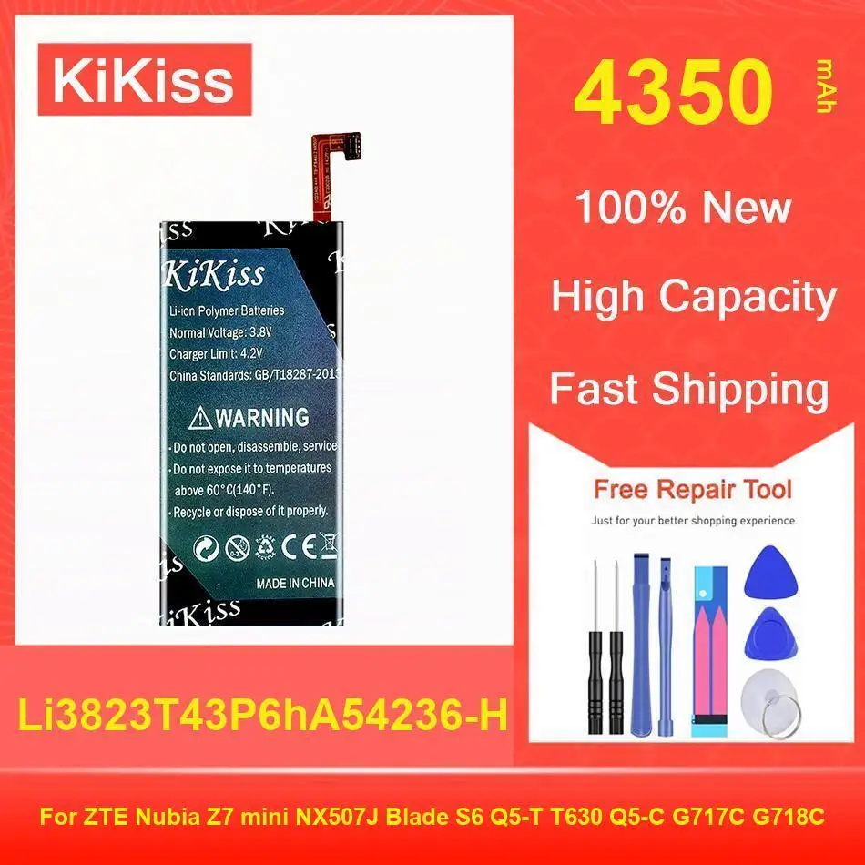 Аккумулятор Kikiss 4350 мАч Li3823t43p6ha54236-H для ZTE Nubia Z7 Mini NX507J Blade S6 Q5-T T630 Q5-C G717C G718C