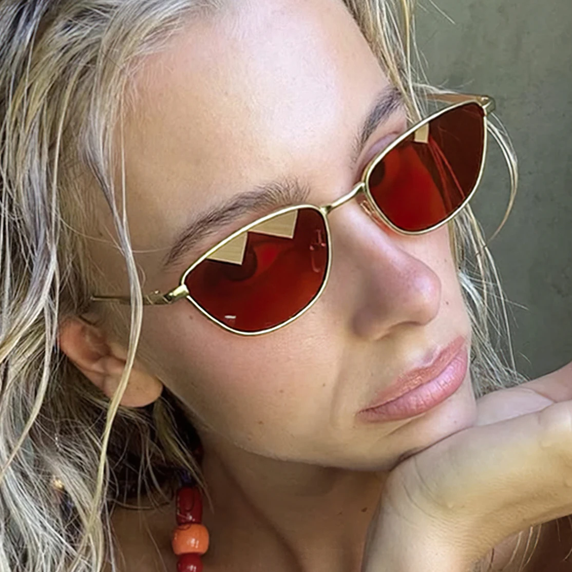 Fashion Cat Eye Sunglasses Women Metal Candy Colored Sunglasses Men Personalized Trendy Glasses Outdoor Driving Sunglasses UV400
