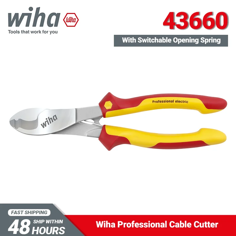 Wiha 43660 Cable Cutter 180mm Professional Electric VDE Tested Cutting Tool with Switchable Opening Spring High Quality