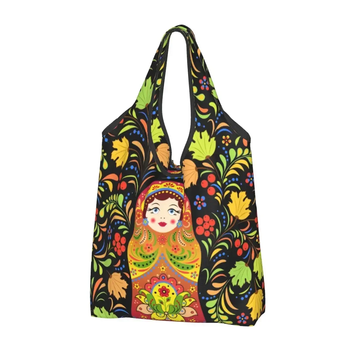 

Fashion Print Russian Babushka Matryoshka Doll Shopping Tote Bag Portable Shoulder Shopper Handbag