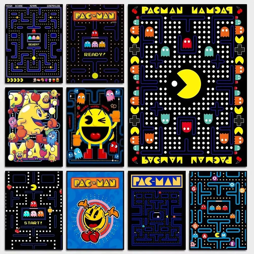 Game P-Pac M-Man Classic Vintage Posters Decoracion Painting Wall Art White Kraft Paper Kawaii Room Decor