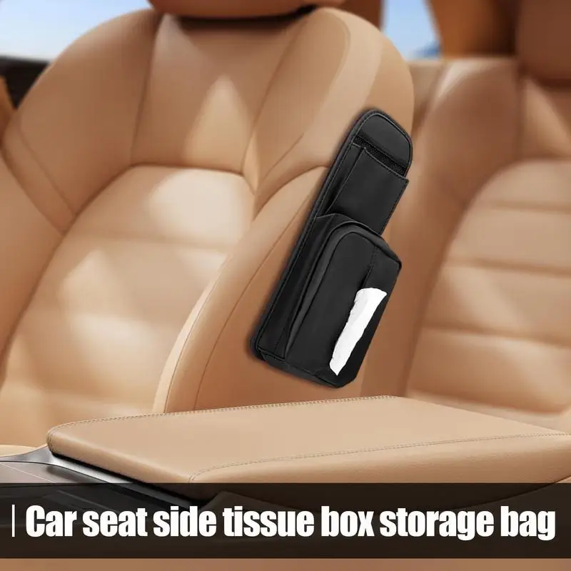 Solid Car Seat Side Organizer Car Side Seat Tissue Box Multifunctional Pocket Storage Car Front Seat Organizer For SUV Truck