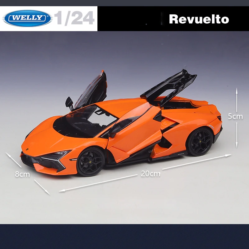 New Welly 1:24 Lamborghini Revuelto Alloy Sports Car Model Diecast Metal Racing Vehicles Model High Simulation Children Toy Gift
