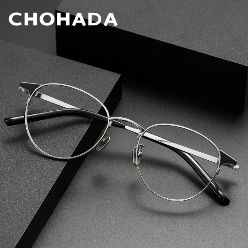 

High Quality Pure Titanium Round Half Frame Glasses Pure Titanium Retro Prescription Glasses Frame Men's Women's Optical Eyewe