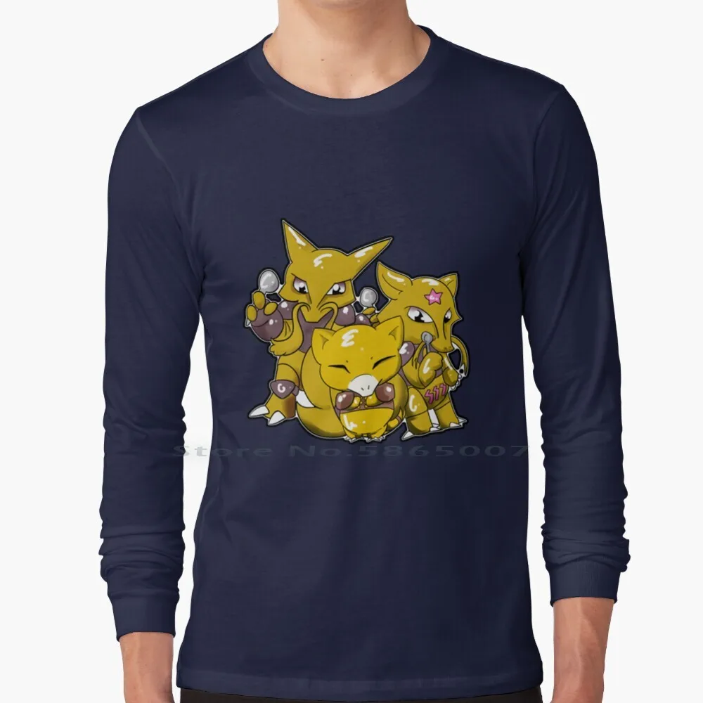 Abra Evolutions 100% Cotton Long Sleeve T Shirt Kadabra Alakazam Anime Video Games Tee Short Sleeve Long Sleeve Gift