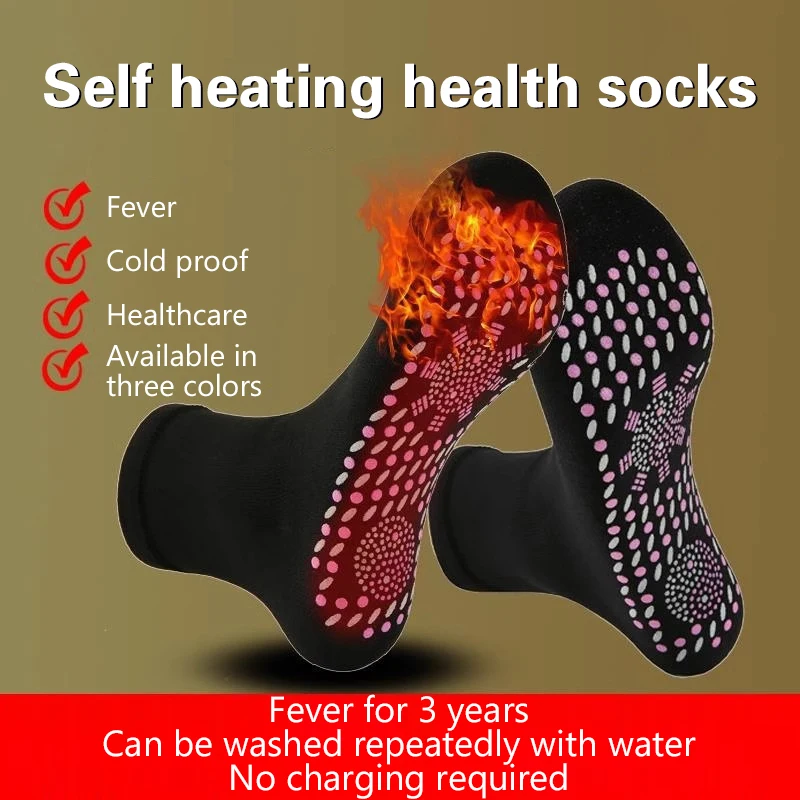 1 Pairs Tourmaline Self-Heating Socks Winter Warm Thermal Health Care Socks Slimming Health Short Sock Magnetic Therapy Sock