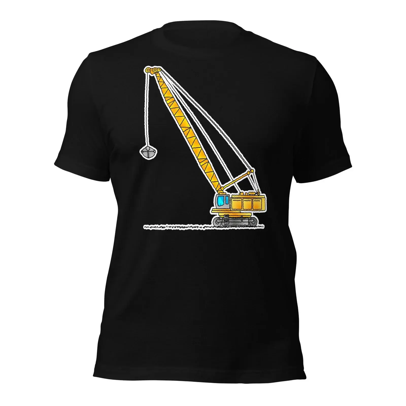 Crawler Crane T Shirt Adult Clothing Construction Vehicle vintage Washed Unisex Slightly Top For Everyday Wear Breathable