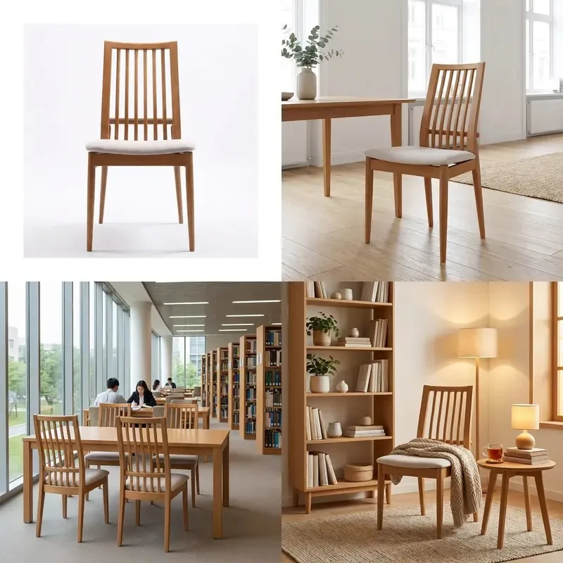 Modern Solid Wood Dining Chair with Upholstered Seat Professional Furniture