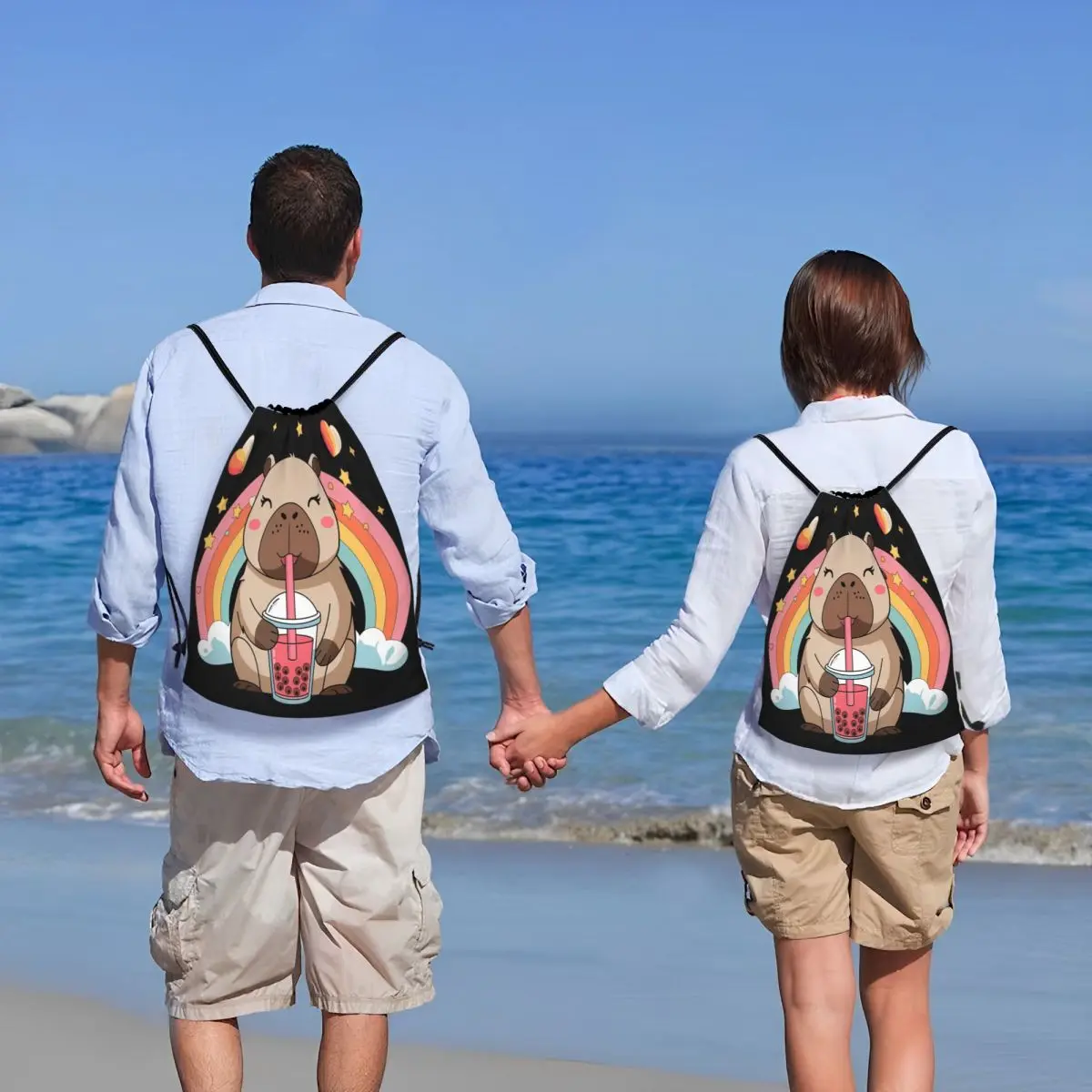 مخصص لطيف كابيبارا الرباط على ظهره حقيبة رياضية للرجال النساء حقيبة التسوق