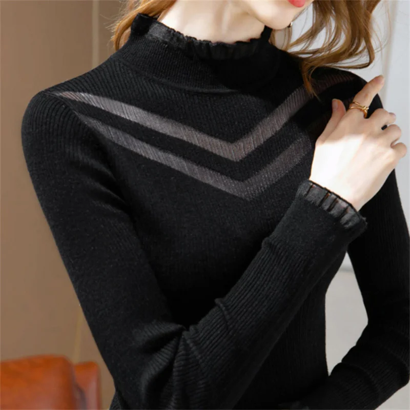 

Трикотаж премиум-класса ранней осени с высоким воротником без катышков, свитер Wood ain Long Sve для молодых женщин 8-24 лет