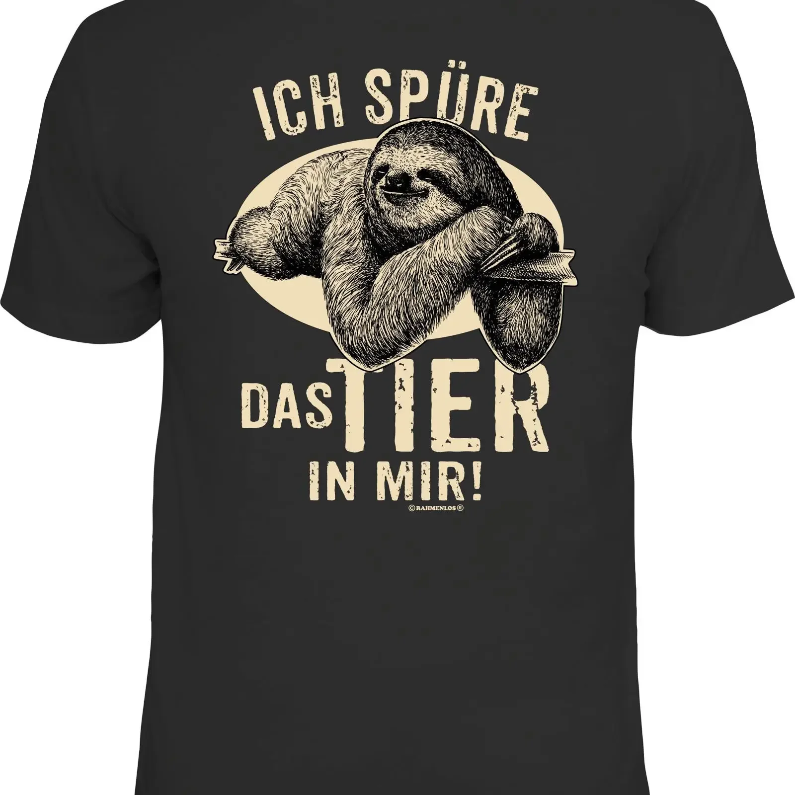 FRAMELESS T shirt for couch potatoes I feel the animal inside me vintage Washed homme Unisex streetwear Slightly fashion Soft