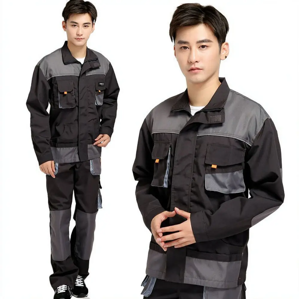 Safety Workwear Mens Coveralls Reflective Long Sleeve Mechanic Uniform Industrial Protective Suit For Auto Repairing Maintenance