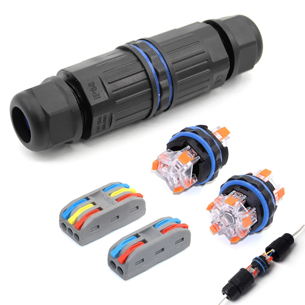 1PCS IP68 Electrical Waterproof Wire Connector Cable 2Pin 3Pin 4Pin 5Pin Quick Push In Terminal Block Connector LED Lamp
