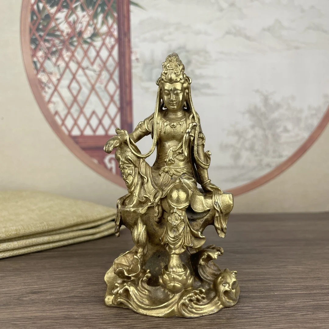 Guanyin Buddha Statue Metal Statue Approximately 6.5cm in length, 4.5cm in width, 11.6cm in height, and 366g in weight