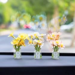 Cute Mini Daisy Vase Car Interior Decoration Auto Dashboard Ornaments Gadgets For Women Gifts Car Products Interior Accessories