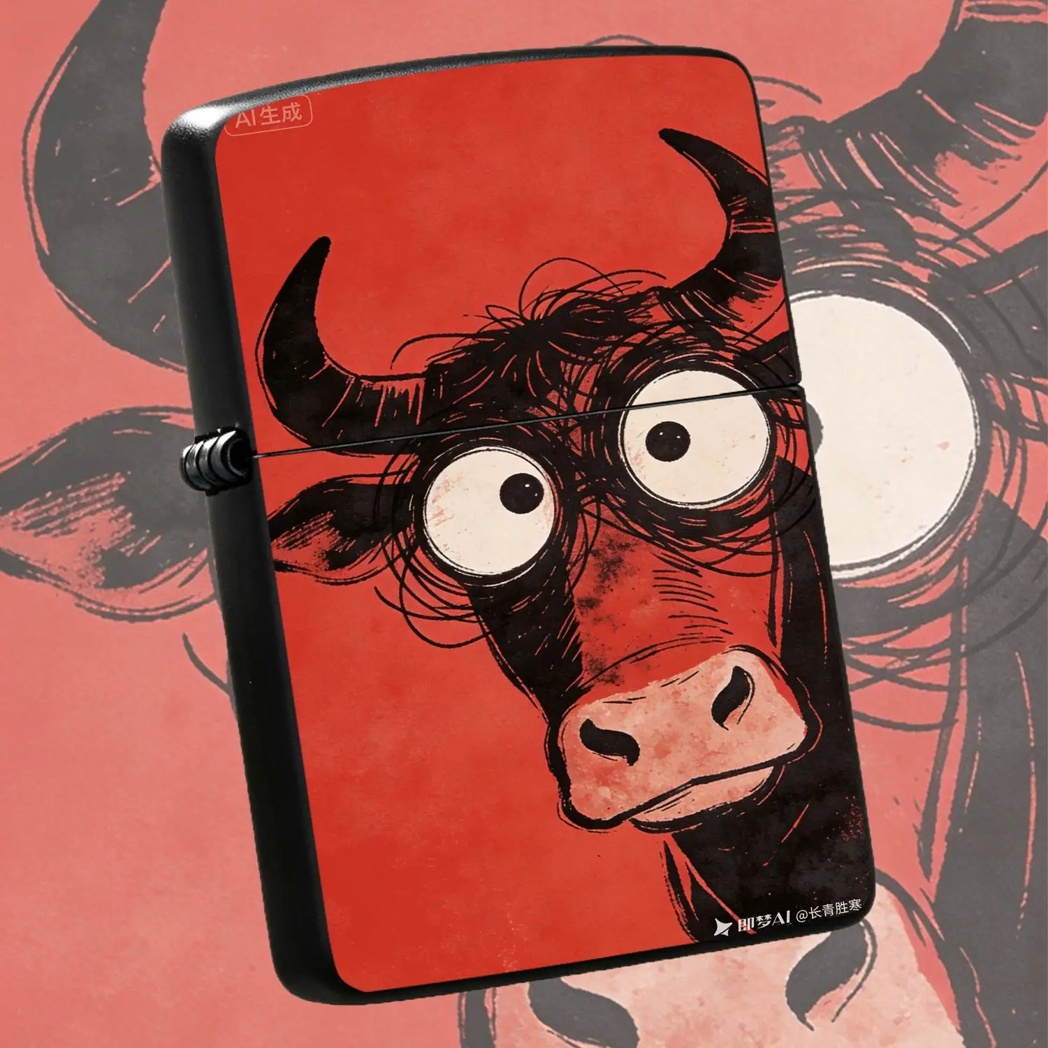 Fun Stylish Cute Big-Eyed Ox Pattern Lighter, Portable Trendy Accessory for Daily Camping, Outdoor Picnic, Home Use, Unique Creative Practical Gift for Friends Family on Various Occasions A Humorous And Interesting Lighter