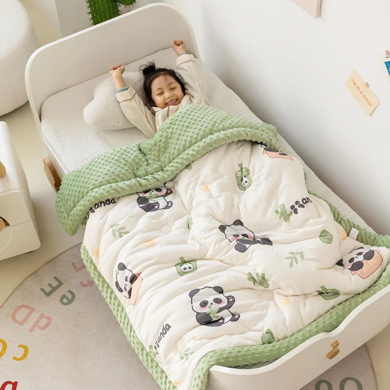 

Class A Children's Quilt Blanket Knitted Cotton Velvet Baby Quilt Stitch Winter Warm Kindergarten Nap Small Cover Blanket 이불 이불